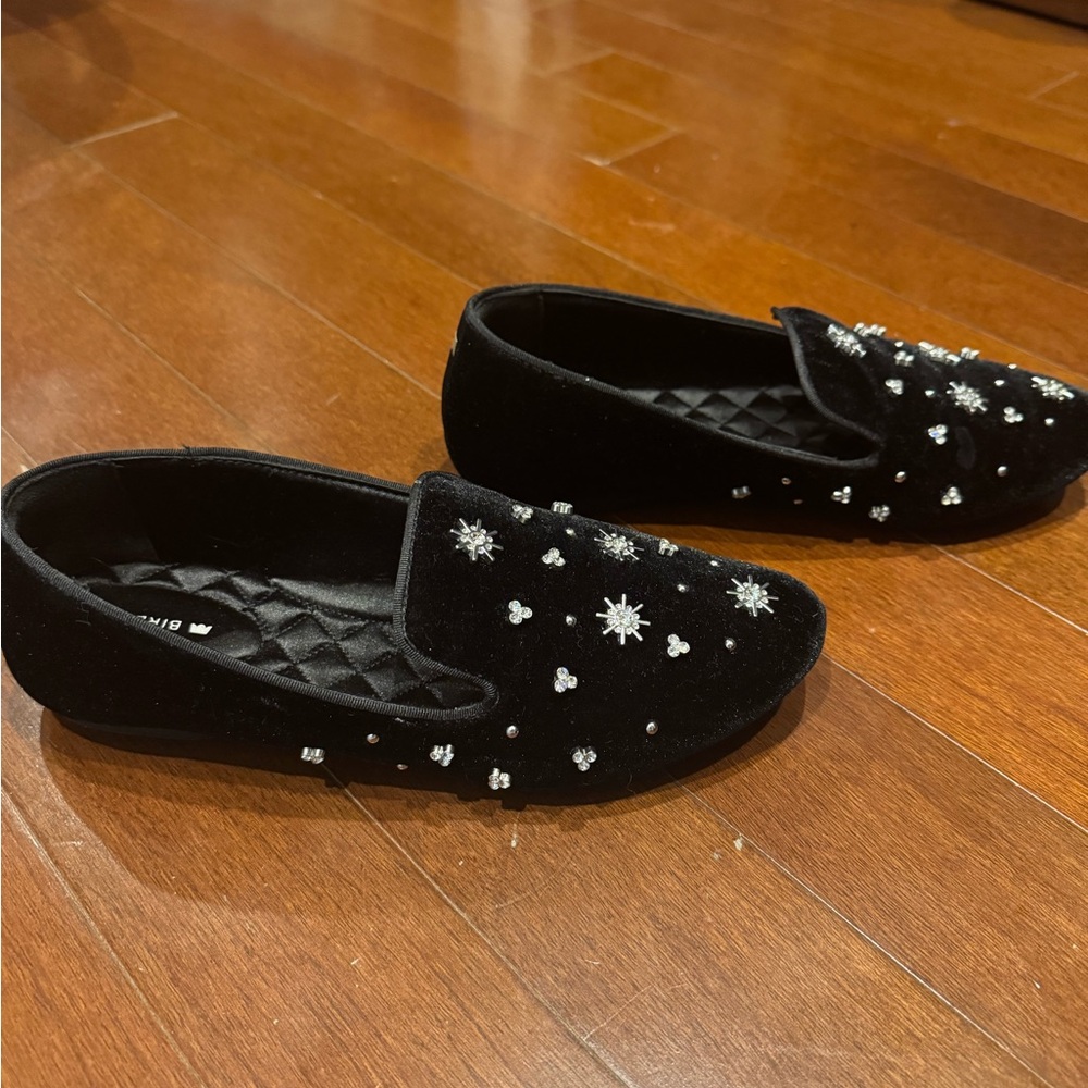Birdies Black Velvet Loafers with Star Embellishments - Picture 2 of 5